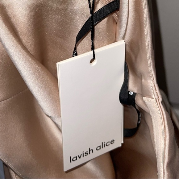 NWT LAVISH ALICE Champagne One Shoulder Gathered Asymmetric Cocktail Dress Sz 14 - Picture 12 of 12